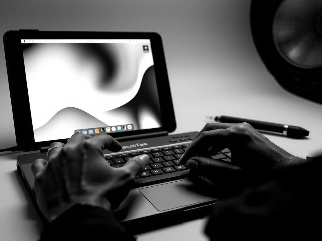 Mains manipulant clavier et tablette graphique